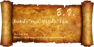 Bakányi Vitália névjegykártya